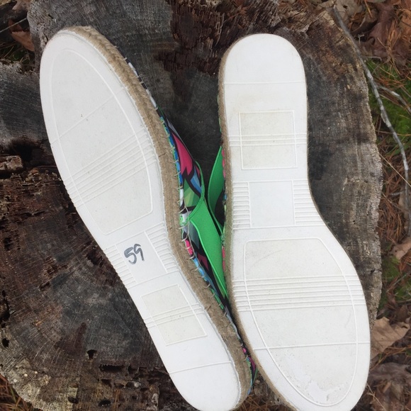 Loudmouth Slip On Espadrilles Loafers Retro Style Geometric Bright Green - Picture 5 of 8